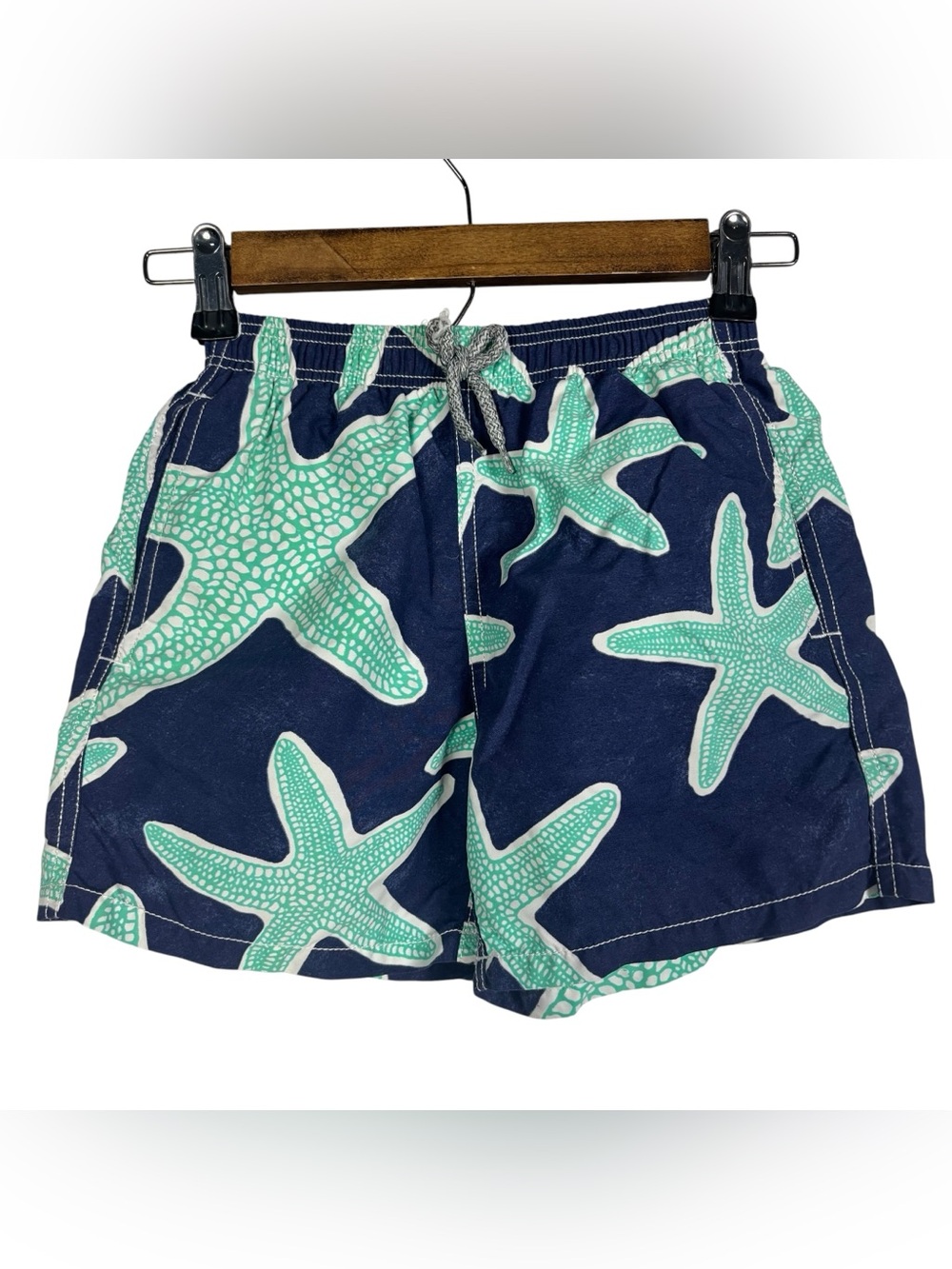 Vilebrequin Boys Starfish Print Swim Shorts Drawstring Elastic Waist Blue Size 8